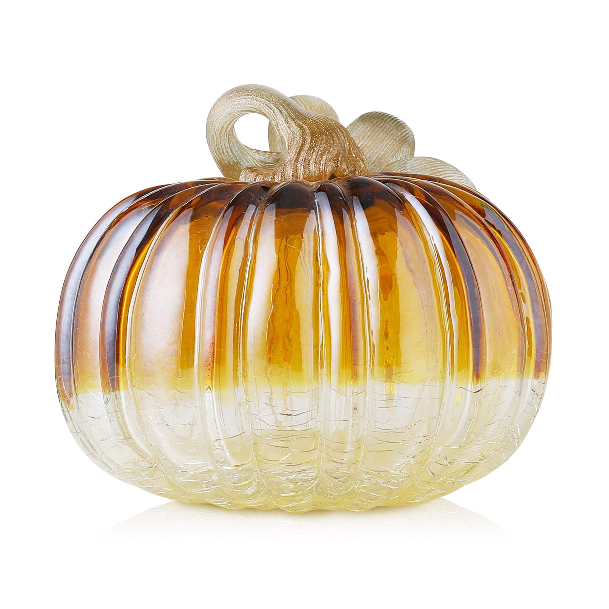 Glitzhome® Crackle Glass Short Pumpkin, Amber